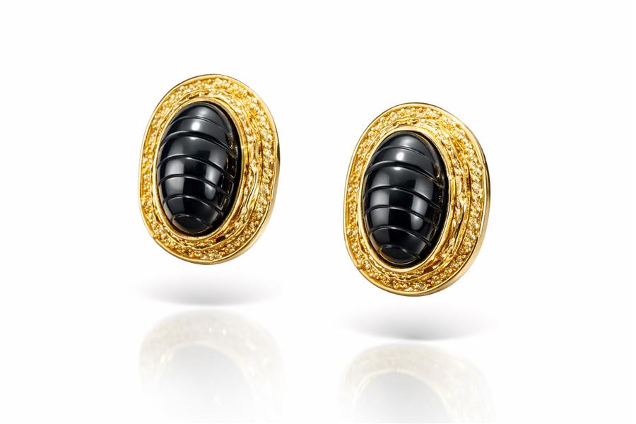 Alice01 Siyah Taşlı Heykelsi Büyük Küpe