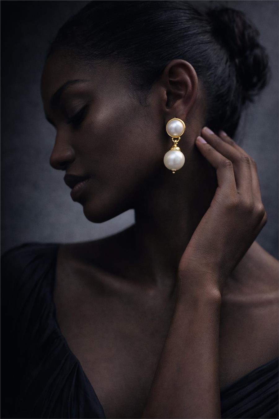 Alberta Gold Detaylı İnci Küpe