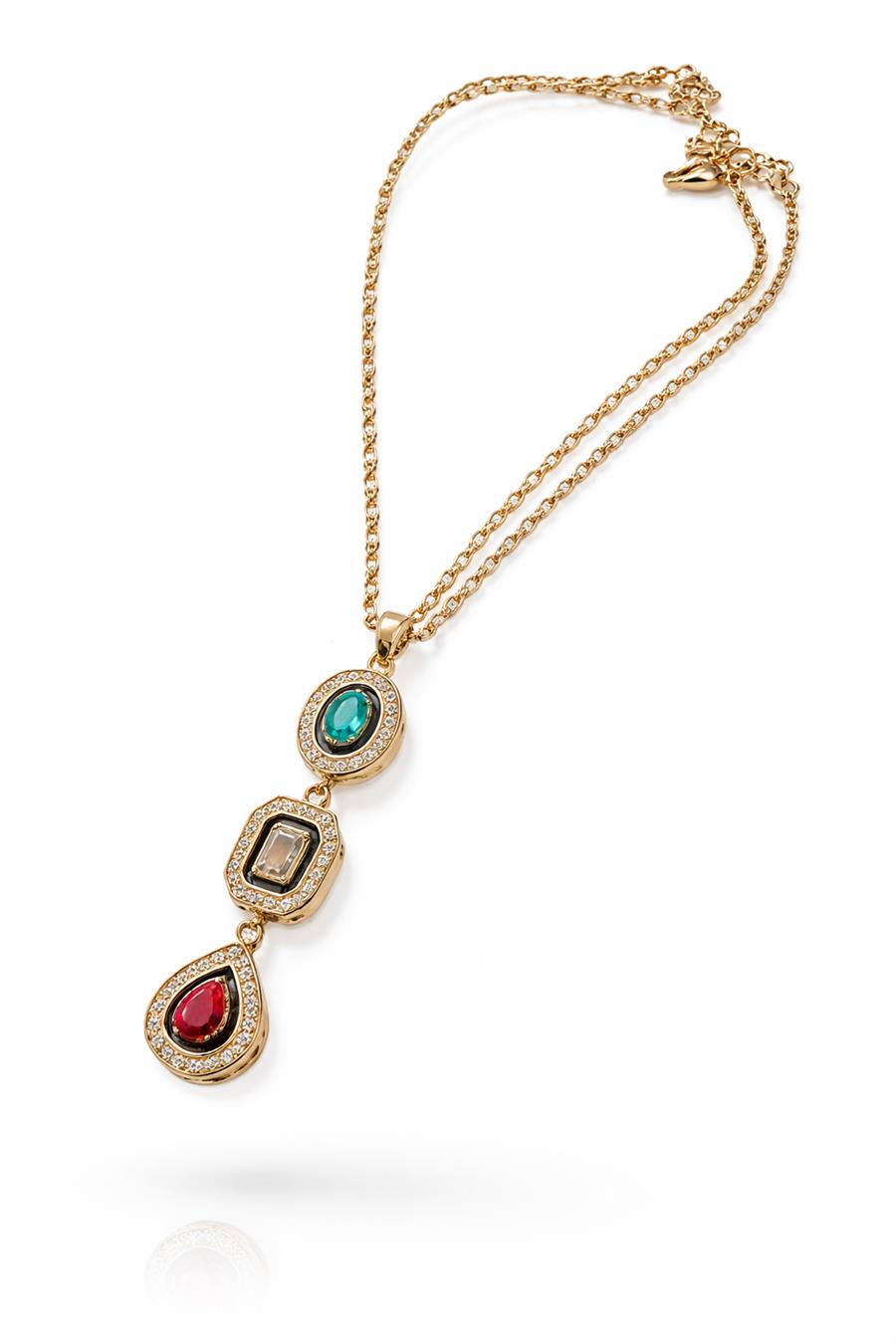 Queen Farklı Kesim Renkli Taşlı Minimal Kolye