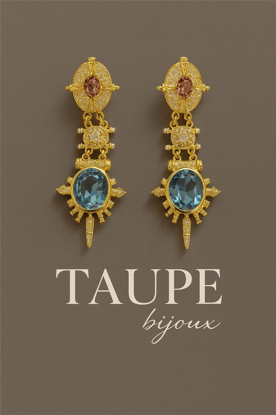 Ines Gold Renkli Taşlı Şık Küpe