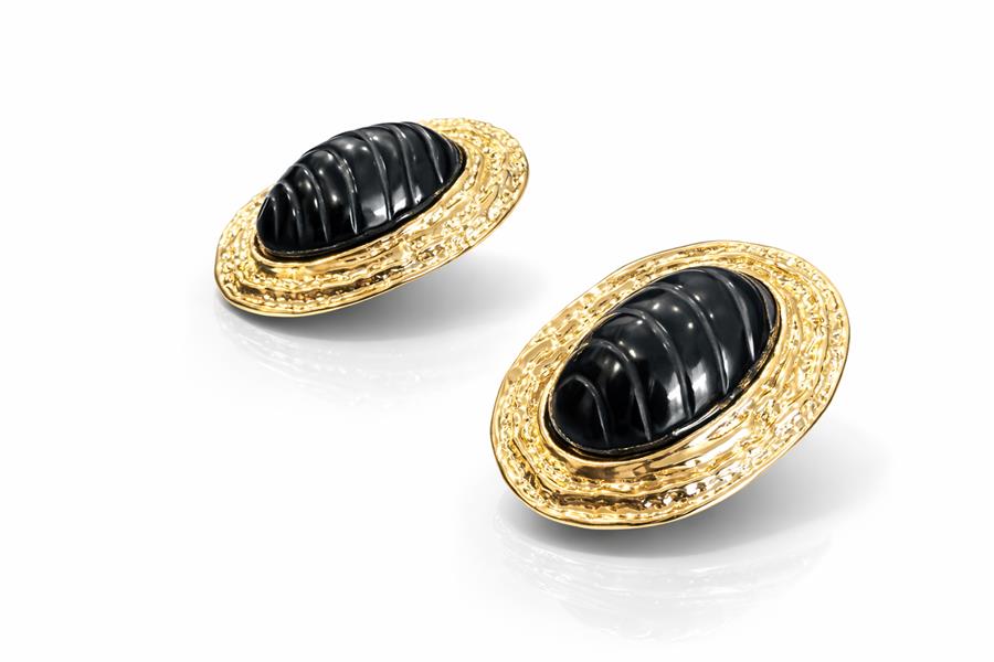 Alice01 Siyah Taşlı Heykelsi Büyük Küpe