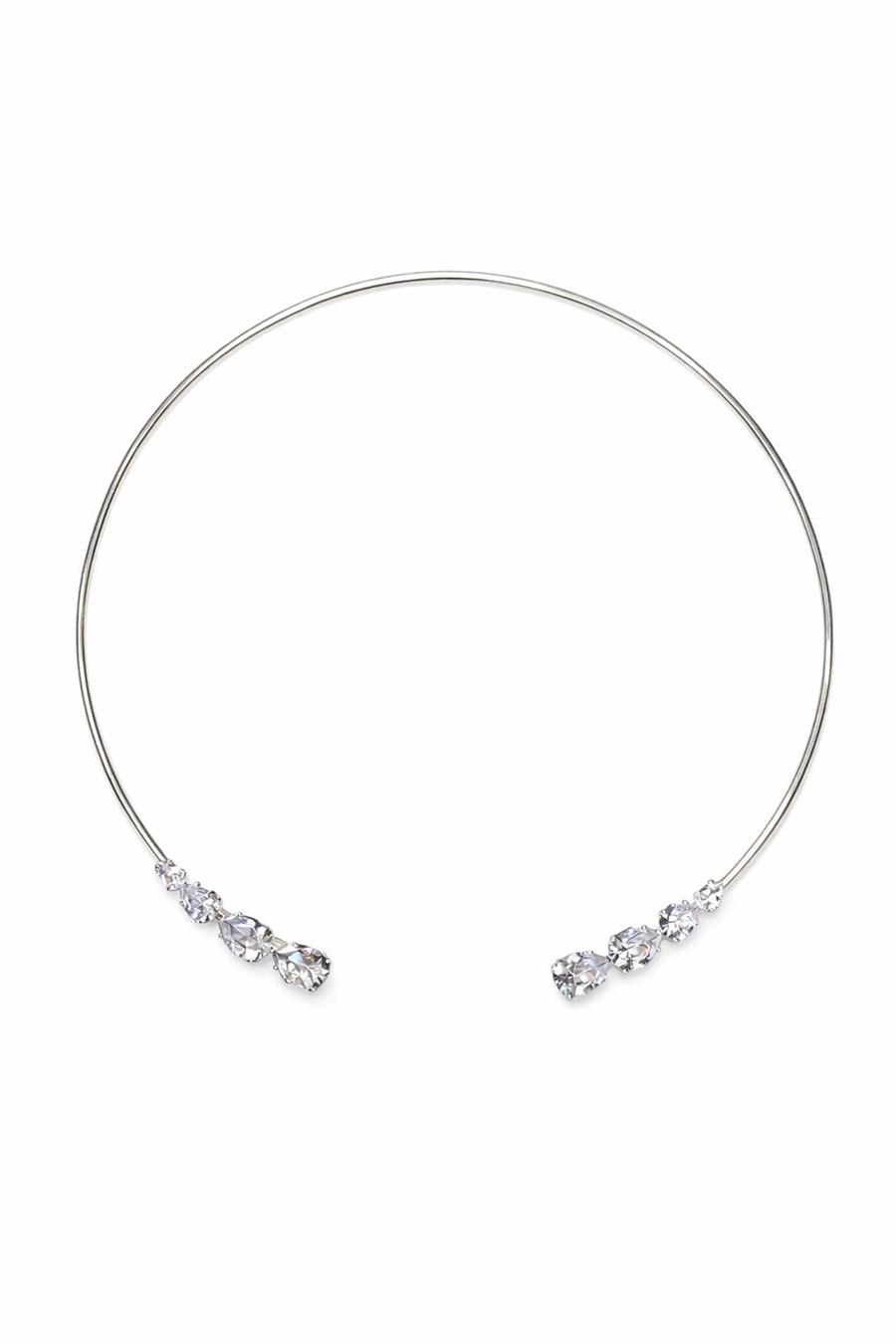 Bert Zirkon Taş Detaylı Çelik Kasnak Kolye