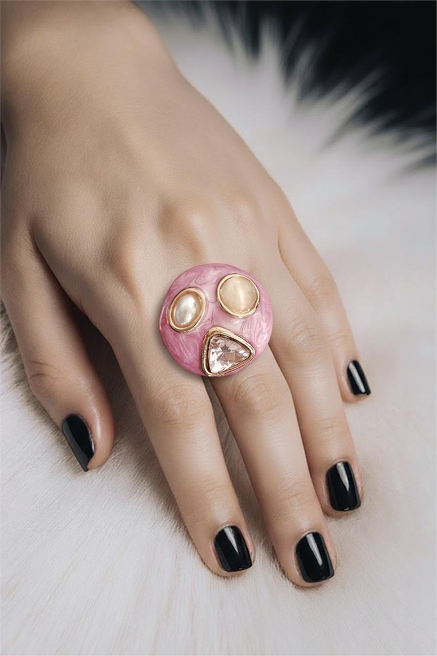 Lilac Renkli Mineli Taşlı Yüzük