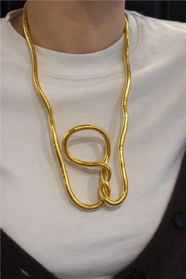 Ada Bükülebilir Gold Çelik Kolye