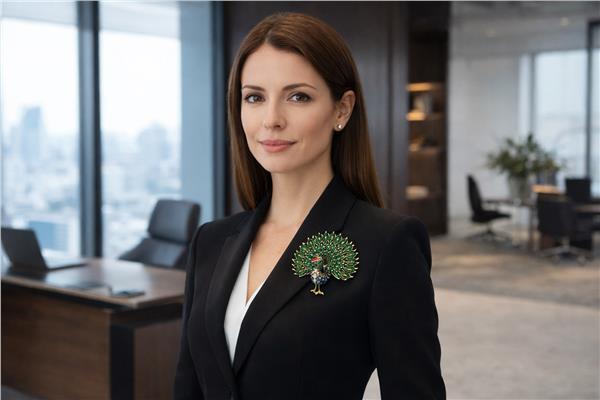 Kylie Full Taş ve Mine Kaplı Premium Tavuzkuşu Broş