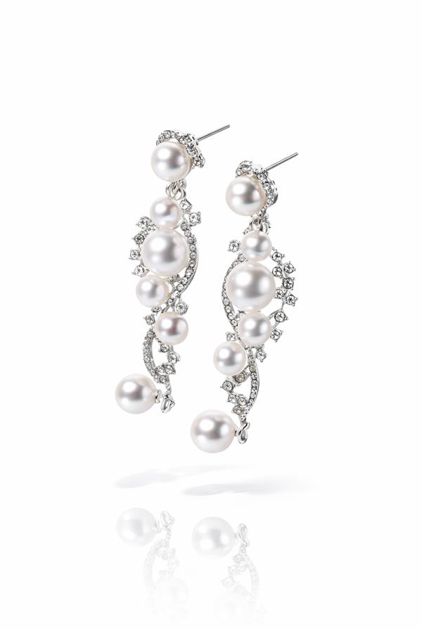 Pearly Silver Taşlı ve İnci Detaylı Sallantılı Küpe